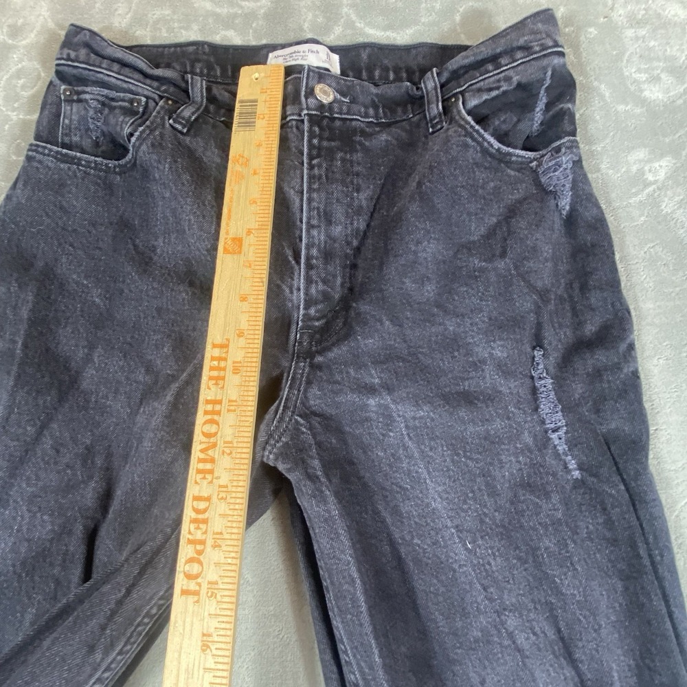 Abercrombie & Fitch 90s Straight Jeans Womens 12/31 Ultra High Rise Rips Fringe - Picture 9 of 12